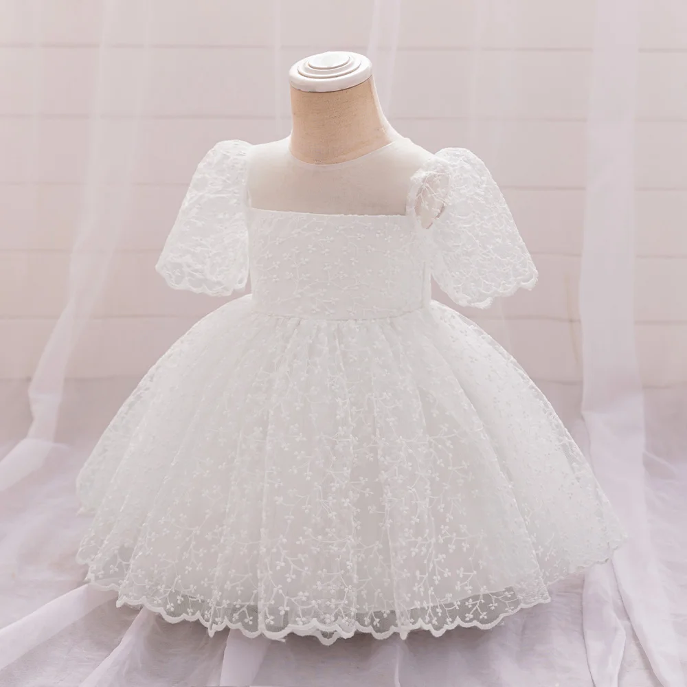 Baby Girl White Wedding Party Dress Girls Fantasy Birthday Dresses Toddler Summer Casual Tutu Gown Kids Fashion Holiday Costumes