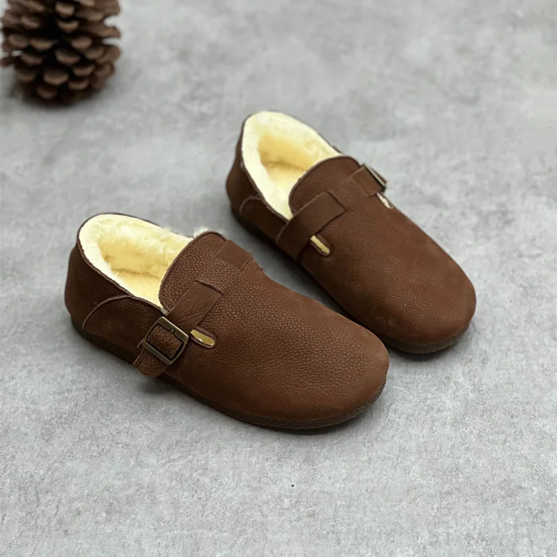 2022 Winter Shoes Fur Ladies Flats Loafers Real Sheepskin Wool Low-cut Warm Fur Shoes Women Winter Flats Shoes Super Mini