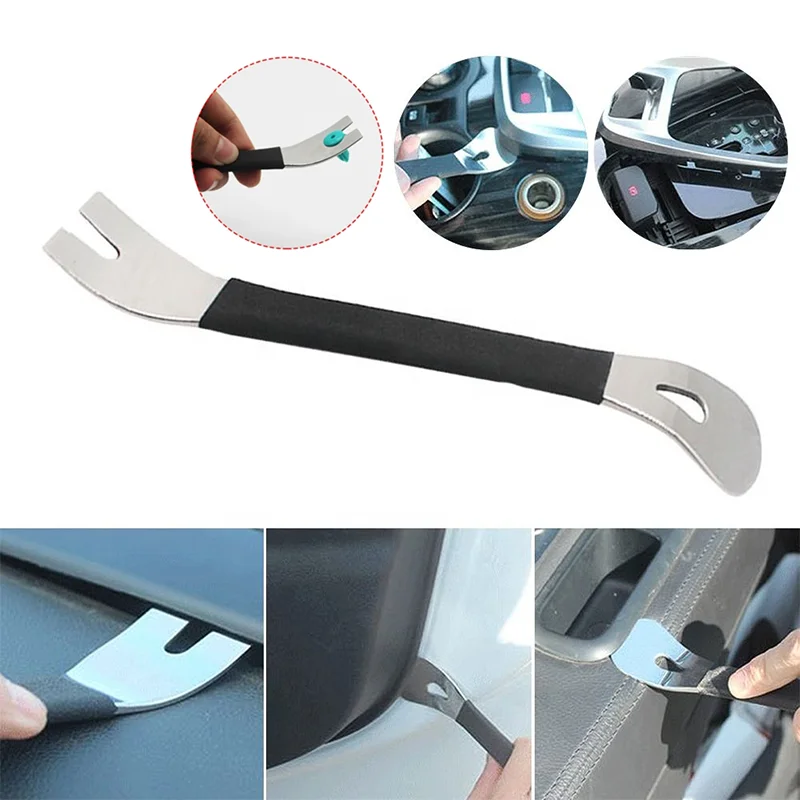 6Pcs Car Removal Tool Kits Car Door Clip Panel Trim Dash Auto Radio Metal Removal Pry Tool Automobile Interior Disassembly Tools