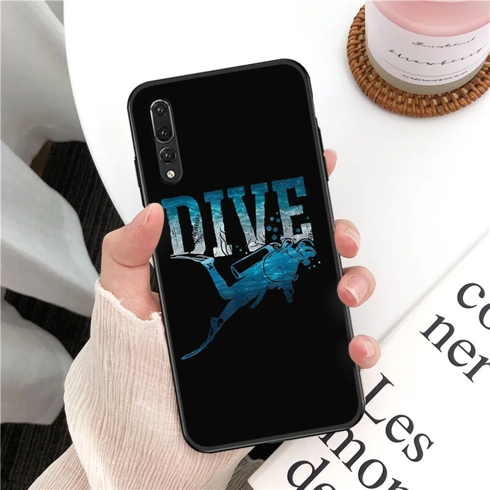 Scuba Diver Diving Phone Case For Huawei P 8 9 10 20 30 40 50 Pro Lite Psmart Honor 10 Lite 70 Mate 20lite