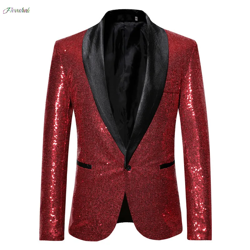 Luxury Royal White Sequin Blazer Men Nightclub Stage Shaw Collar Men Suit Jacket Wedding Party Prom DJ Singer Blazer Masculino