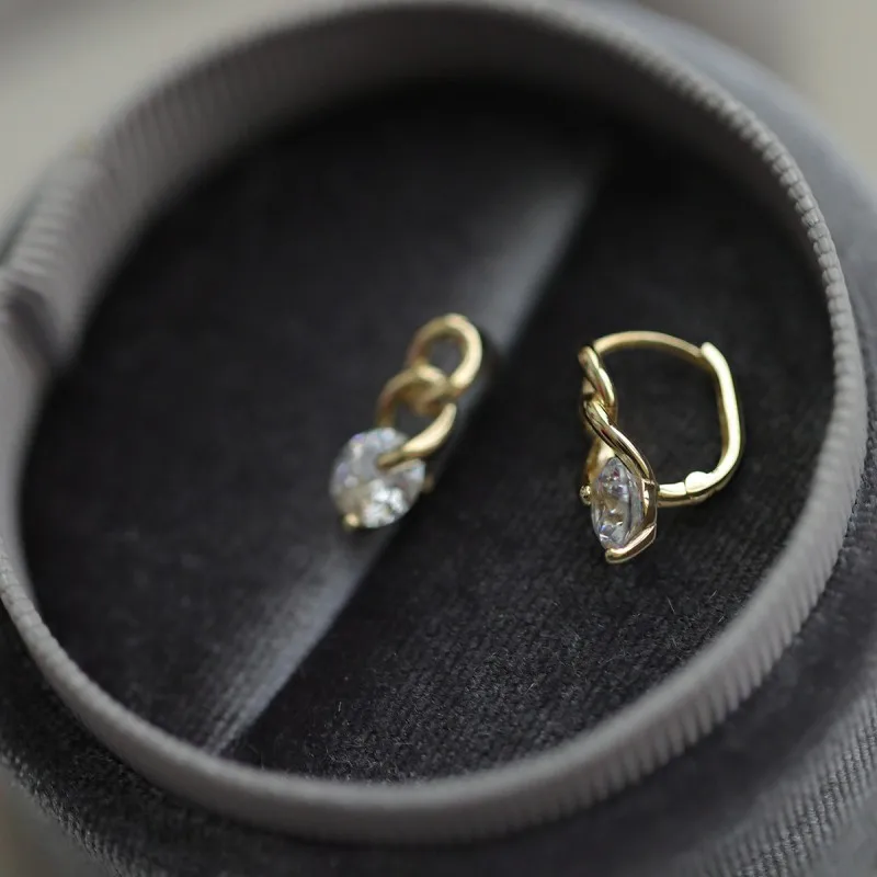 925 Sterling Silver Fashionable Chain Delicate Zircon Earrings for Women High Quality Simple Party Jewelry