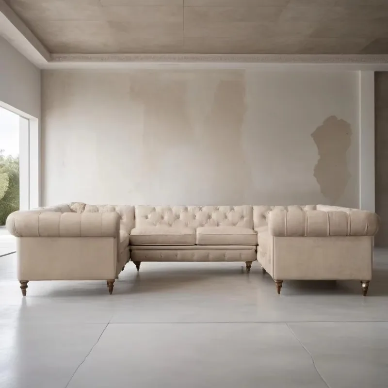 Luxury Custom Color European Style Chesterfield U Modular Sofa Set Living Room Furniture