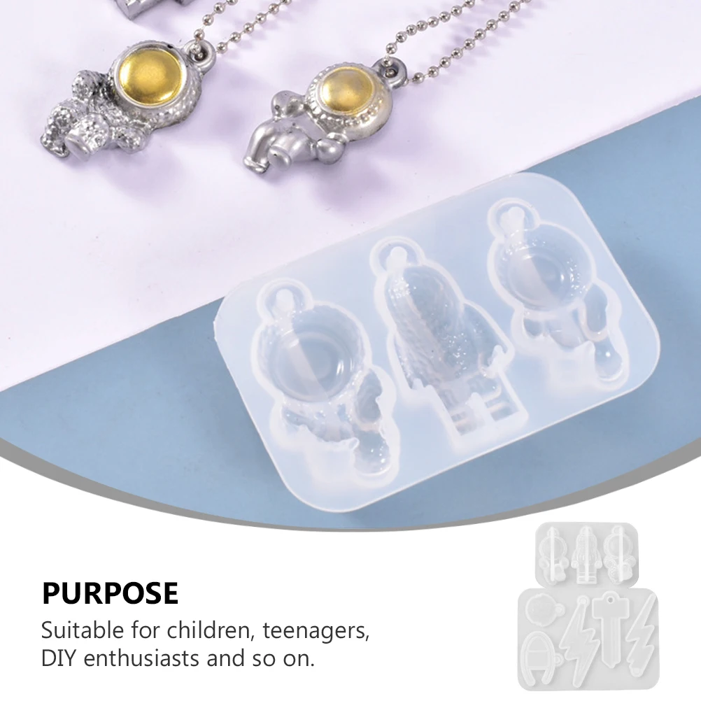 

2 PCS Molds Epoxy Making Modelling Astronaut Pendant DIY Jewelry Casting Crafts