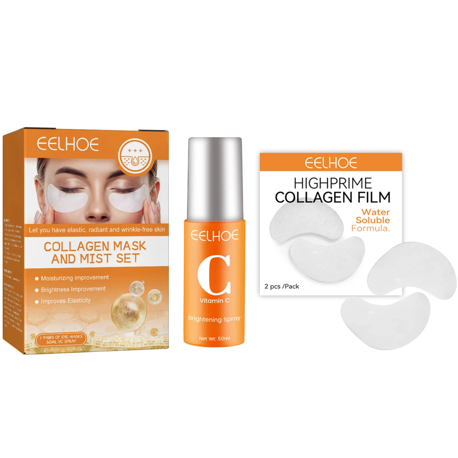 

Collagen Film & Mist Kit Facial Skin Care Suit Vitamin C Highprime Collagen Soluble Anti-aging Eyes Mask Skin Care For Women