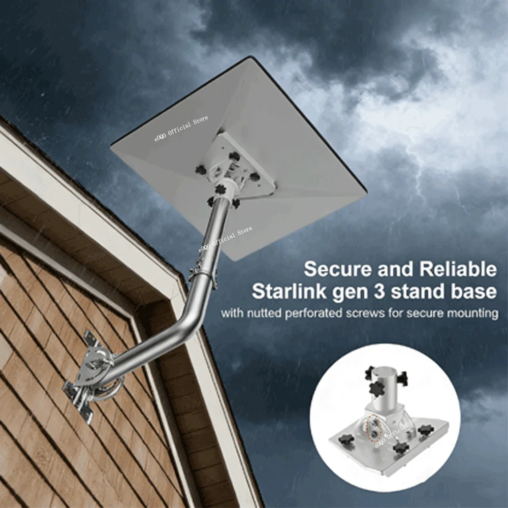 Starlink Gen 3 Long Wall Mount Bracket,160° Tilt,Heavy-Duty Pivot Roof Pole Mounting,for Standard 4/ Standard 4X/Enterprise Dish