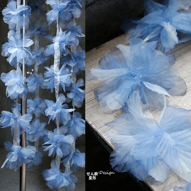 

Decorative Tee-Dimensional Large Flower Patterned Ruffle Fabric Netting for Clothing s Gift Apparel Accories