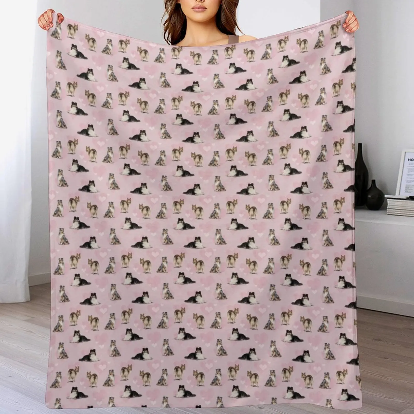 

The Shetland Sheepdog Sheltie in Pink Throw Blanket