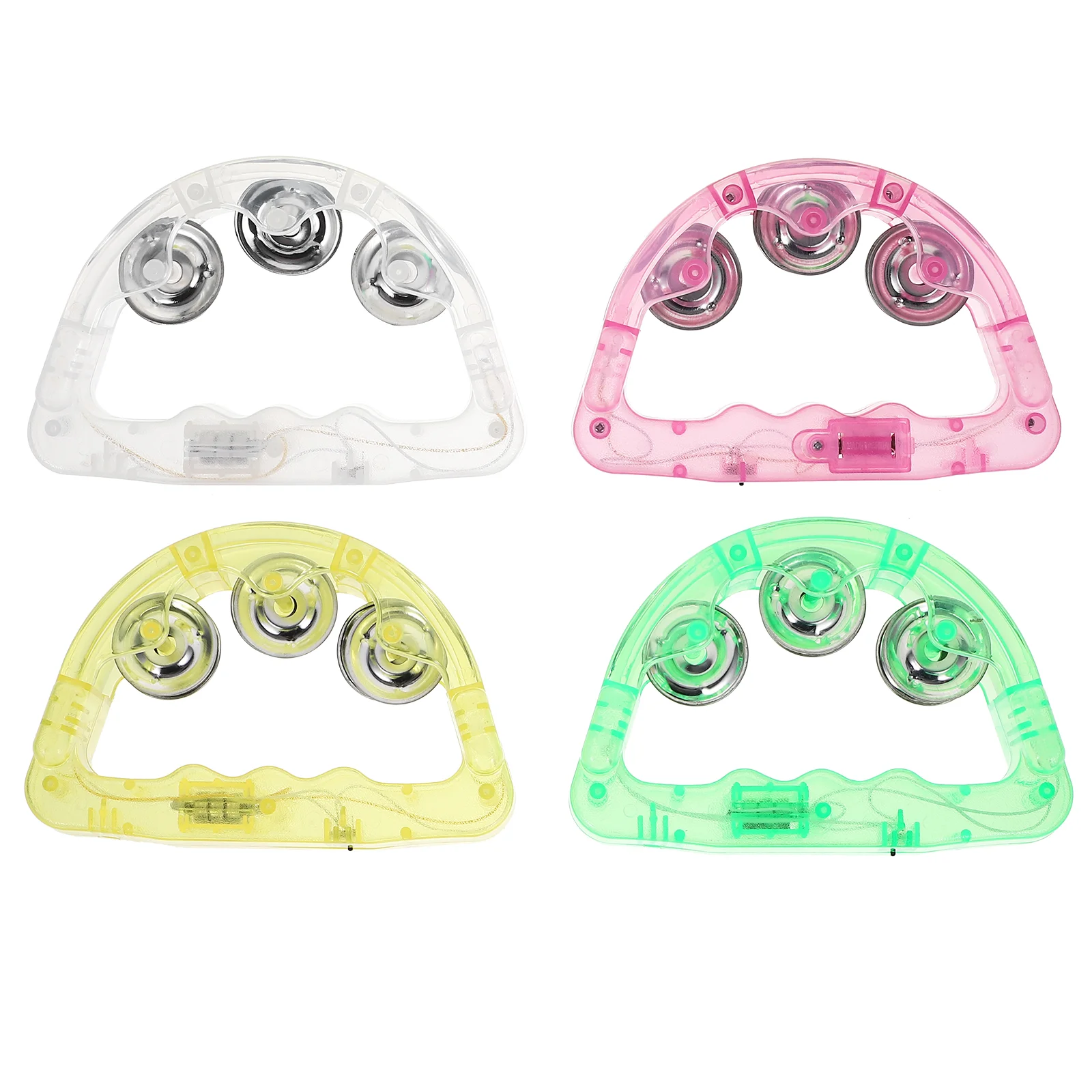 8 Pcs Percussion Luminous Tambourine Hand Bell LED Glowing Handbell Plastic Handheld Kids