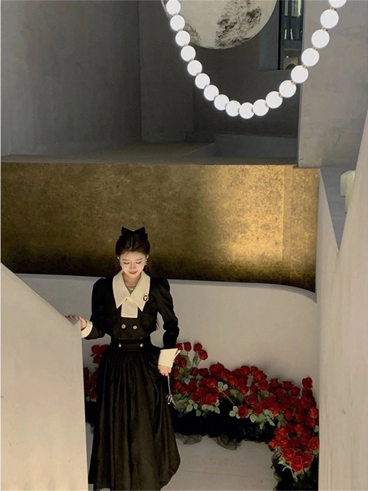 Autumn Korean Fashion French Elegant Women's Suit Patchwork Design 2 Piece Set Warm Slimming Party Outfits Woman Clothing 2025 - Image 5