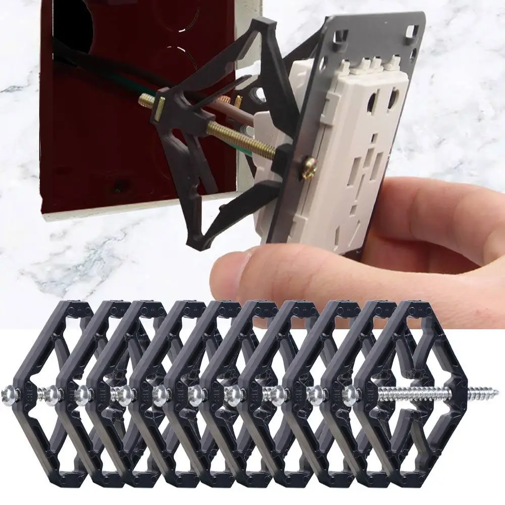 10pcs Black 86 Type Wall Socket Repairer Plastic Reusable Dark Box Repair Screw Plug Convenient Switch Box Repair Tool Home