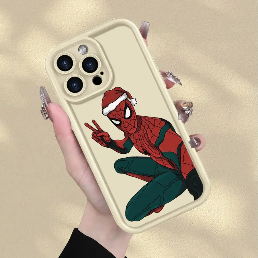 Spider Man Christmas Cool Soft Shell Case for iPhone 12 14 15 Plus 11 16e 16 17 Pro Max 13 17 Air