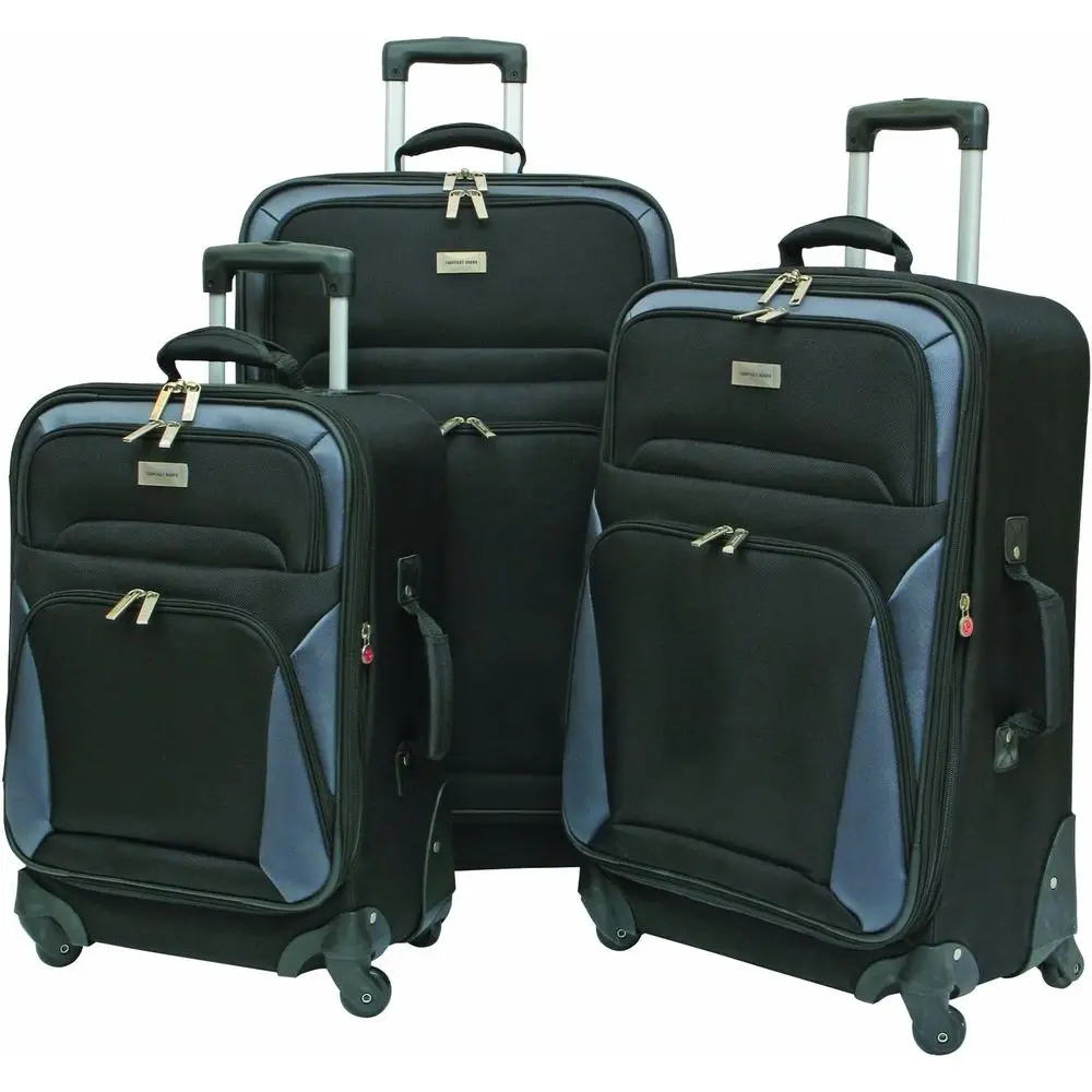 

3-Piece Spinner Wheel Luggage Set with Black/Gray Trim, Universal Size