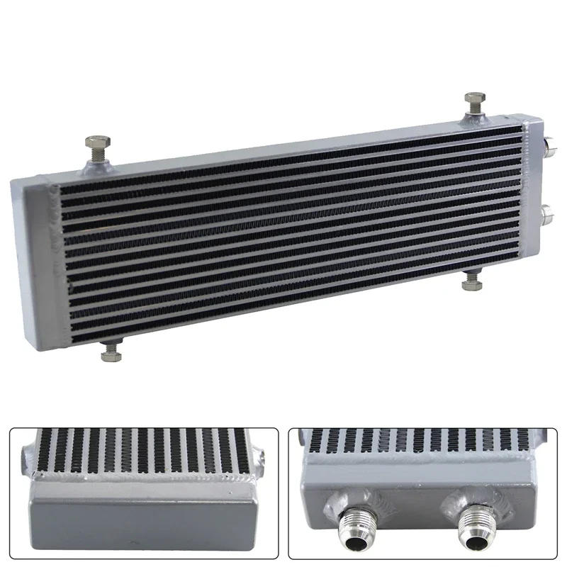 

Universal Dual Pass Bar & Plate Oil Cooler 18.5"x5.5"x1.58" Core Large -Black/Sliver