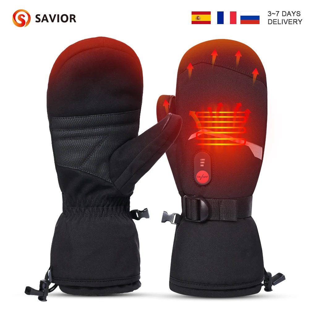 Savior Heated Waterproof Motorcycle Gloves Heated With Battery Motorbike Riding Heating Gloves Touch Screen Gloves Warmer Cover