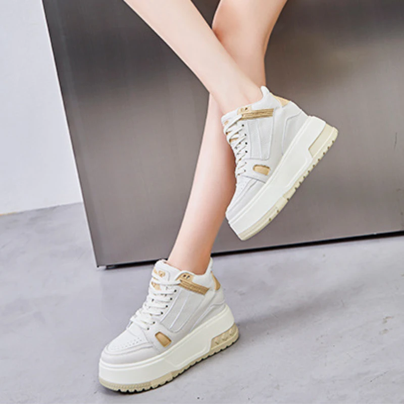 Fujin 9cm Microfiber Tend Autumn Boot Women Chunky Sneakers Spring Skateboard Ankle Women Mid Calf Shoes Platform Wedge Booties