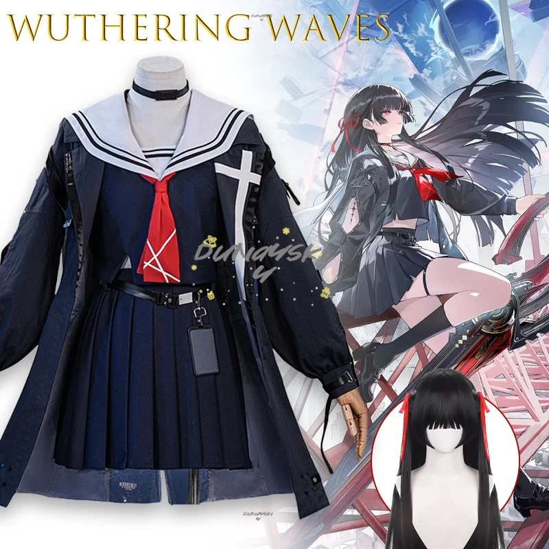 

Wuthering Waves CHISA Cosplay Costume Game JK Uniform Top Skirt Wig Suit Women Halloween Anime Party Roleplay Outfits