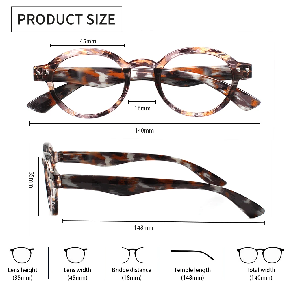 Henotin Reading Glasses Spring Hinge Men Women with Print Flower Frame Decorative Eyeglasses HD Prescription Eyewear 0~600