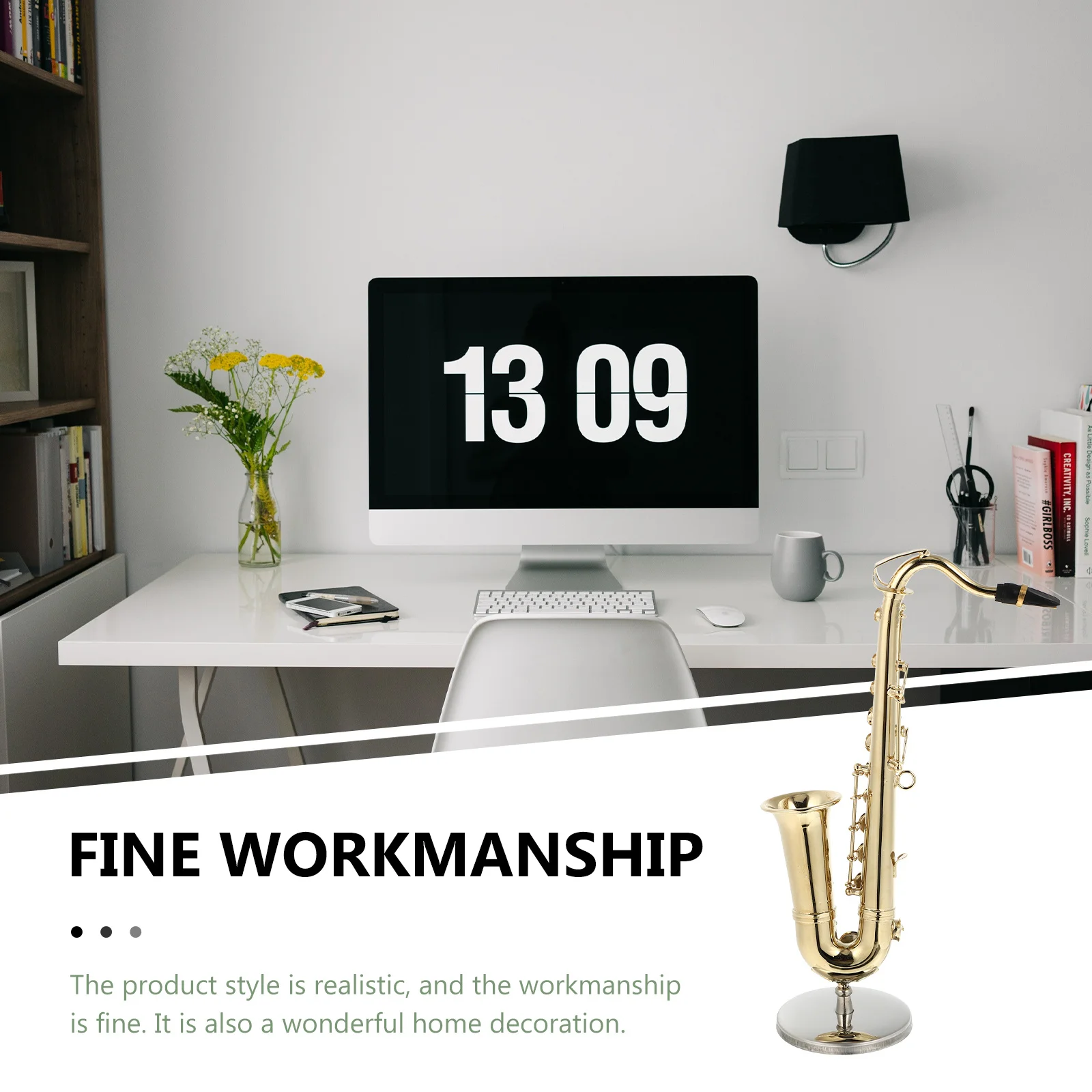 

1Set Golden Miniature Saxophone with Stand Case Home Decoration Musical Instrument Fine Workmanship Music Enthusiast