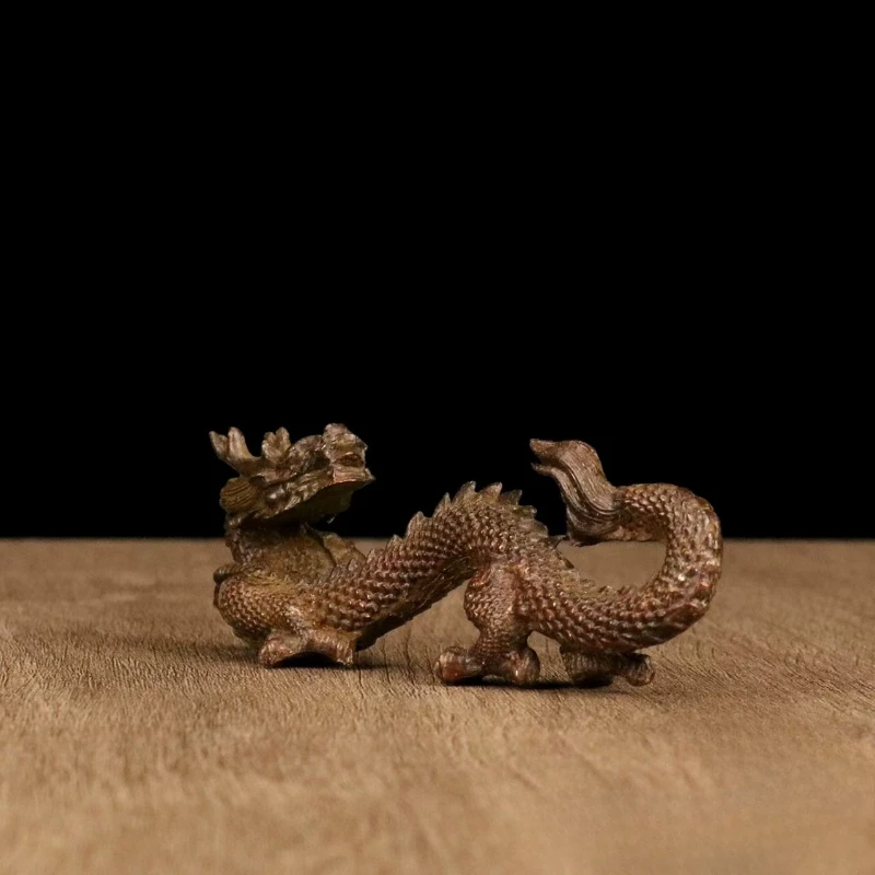 

Little Fairy/ Retro Brass Dragon Desktop Ornaments Creative Metal Animal Statue, Mini Tea Pet Home Decoration Accessories Gift