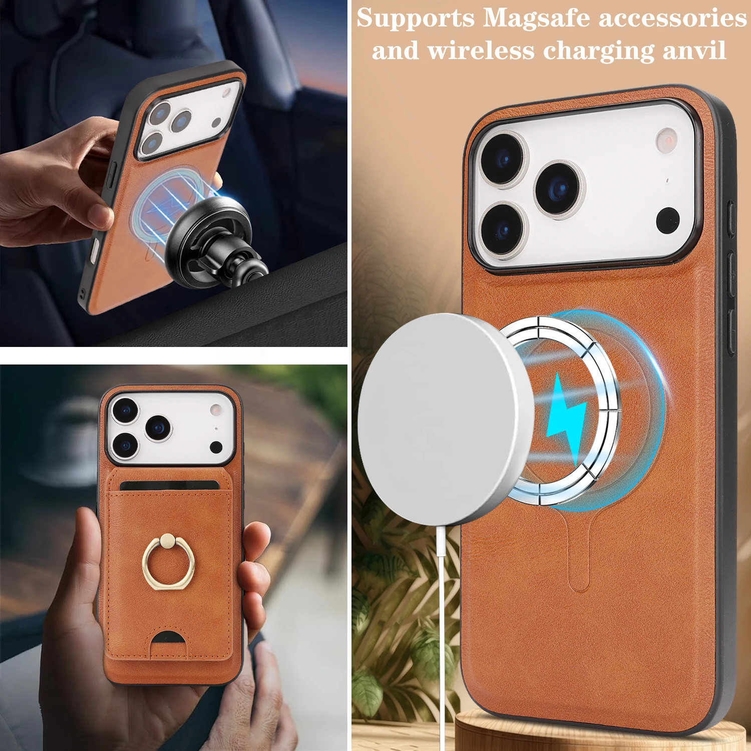 in 1 Detachable Vertical Magnetic Card Solt Ring Holder Wallet Leather Case For iPhone 17 16 Pro Max 15 Plus 14 13 12 Bag Cover view 2