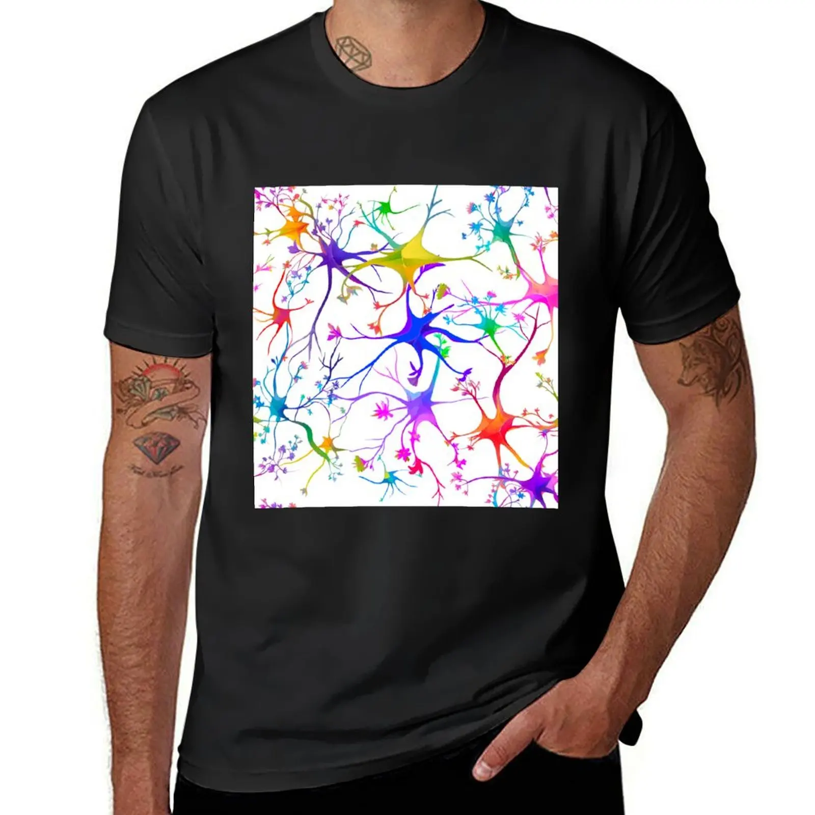 Neuronal Blooms T-Shirt summer tops oversizeds mens t shirts casual stylish