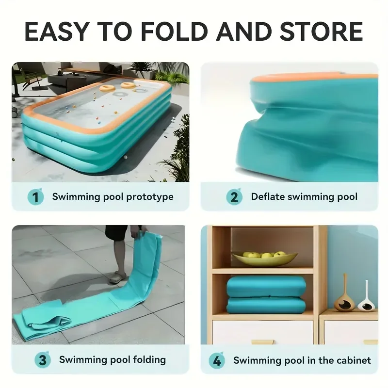 1PC PVC Inflatable Swimming Pool Thickened Square Bathtub Durable Large Home Swimming Pools Summer Water Party Backyard Garden - Image 5