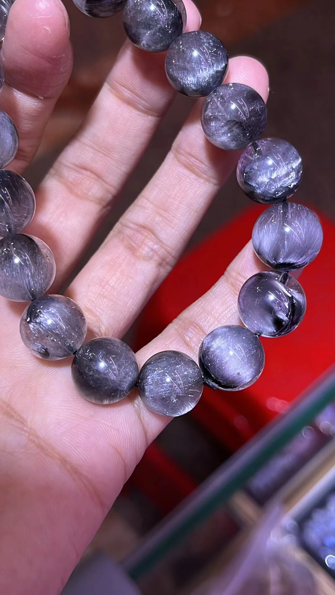 Natural Brookite Platinum Black Rutilated Quartz Bracelet 12.3mm Woman Man Gift Round Beads Brookite Crystal Jewelry AAAAAA