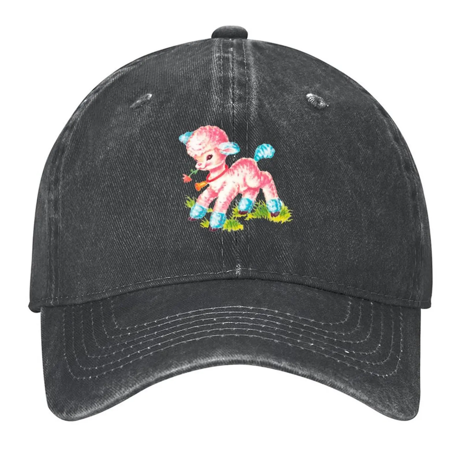 

Vintage Lamb Pink Blue Baseball Cap derby hat Golf Wear Golf Sun Cap Golf Women Men's