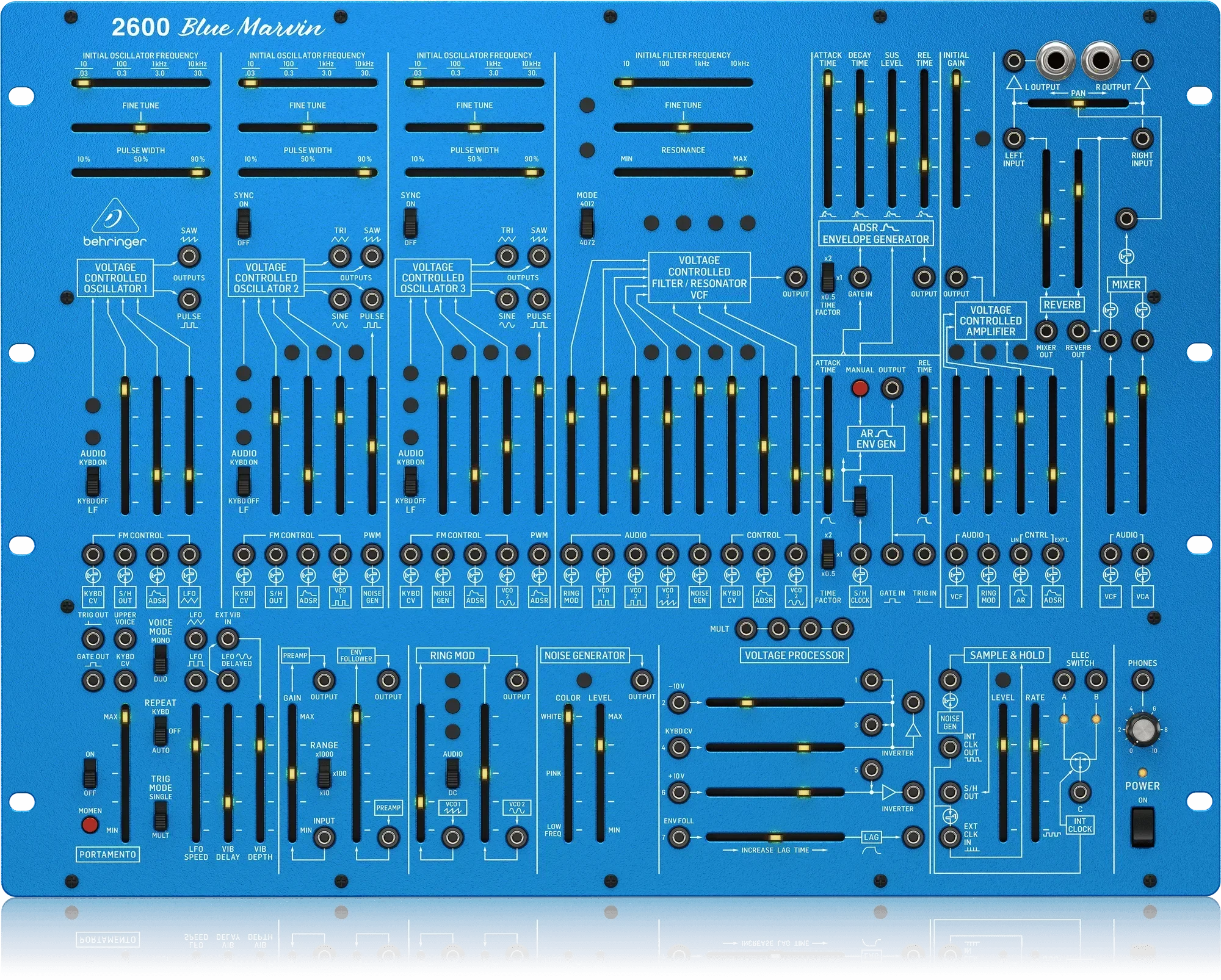 Behringers 2600 BLUE MARVIN Semi Modular Analog Full Function Synthesizer Triple VCO Mode Synthesizer