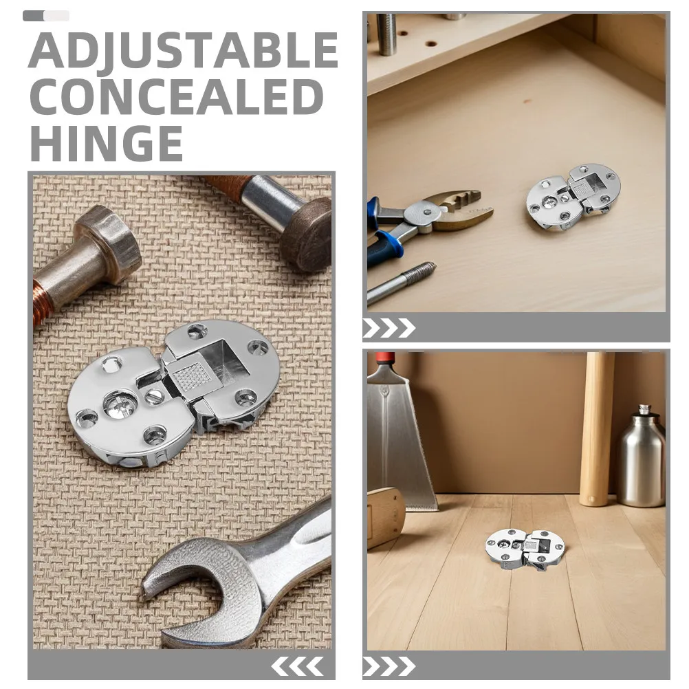 4Pcs Silver Finish Adjustable Hidden Hinge 90 Degree Flip Down for Cabinet Doors Kitchen Cupboard Table Flush Concealed Hardware