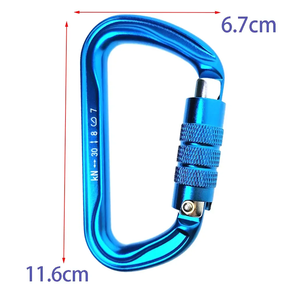 

30KN Rock Climbing Auto Locking Carabiner Blue D-shaped Master karabiner Hook For Climbing Caving Mountaineering Arborist Tree