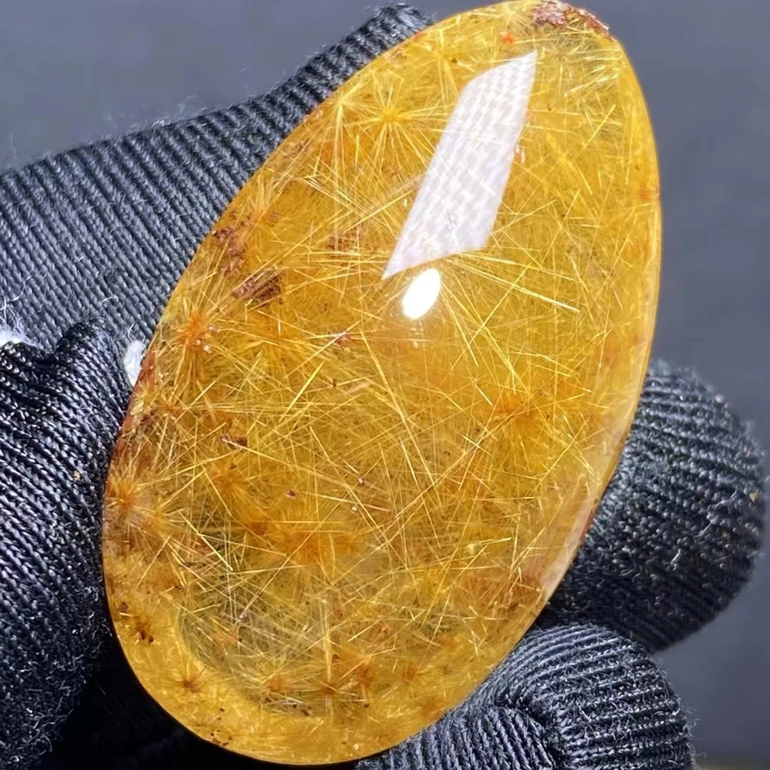 

Natural Gold Rutilated Quartz Rectangle Pendant Necklace Jewelry 35*21*12mm Gold Yellow Rutilated Women Men AAAAAAA