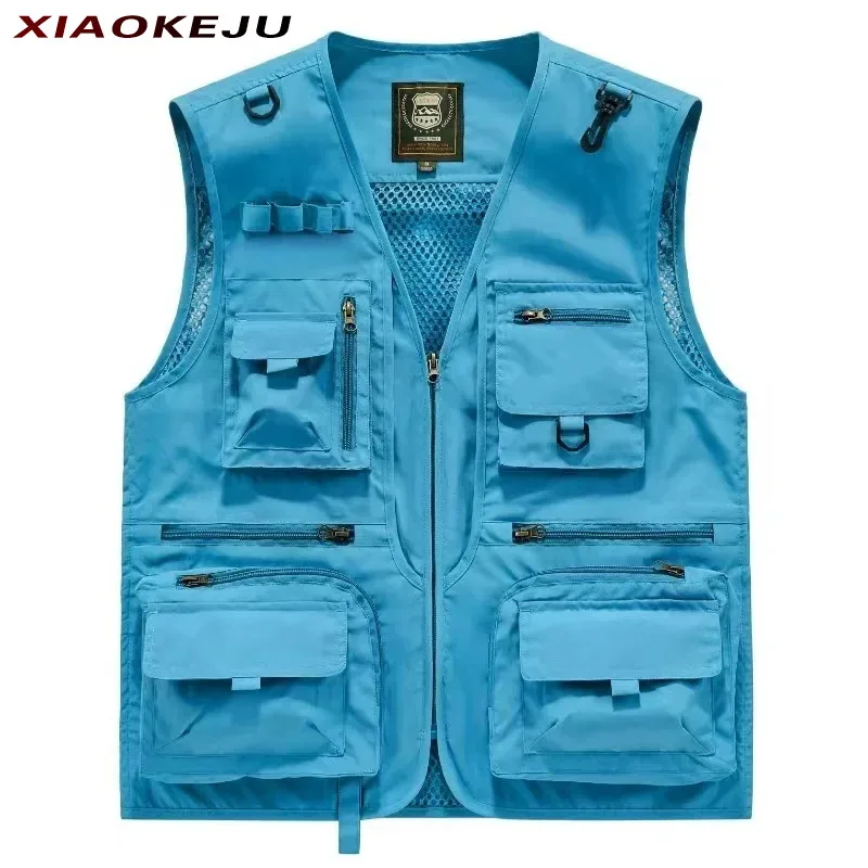 Puffer Windbreaker Work Multi Pocket Lightweight Camping Hunting Men Vest Waterproof Plus Size Outerwear Sleeveless Jacket Denim