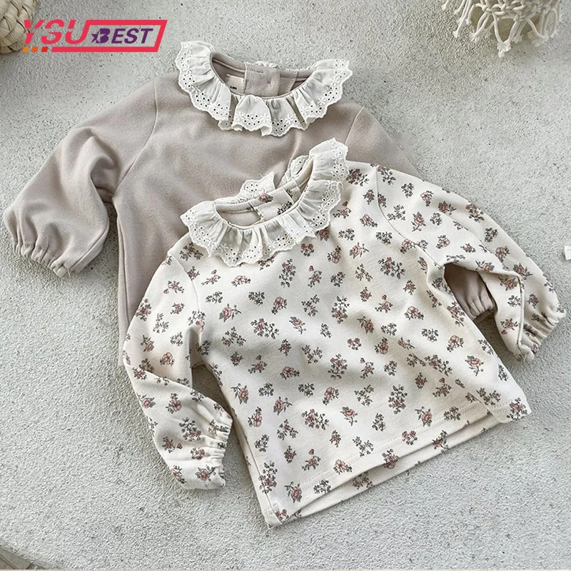 

Spring Toddler Baby Girl T-shirt Baby Lace Floral Top Long Sleeves Baby Girls Clothes Bottoming Girls Shirt Autumn Baby Shirt