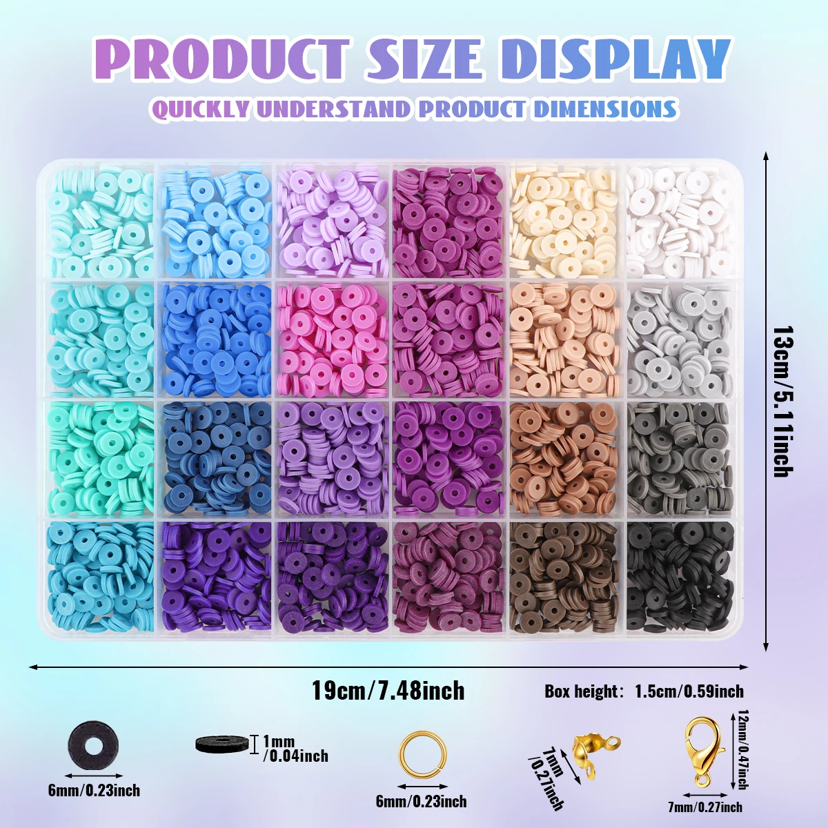 13706 Pcs 132 Colors Clay Beads for Bracelet Making kit,6 Boxes DIY Polymer Clay Beads Kit。