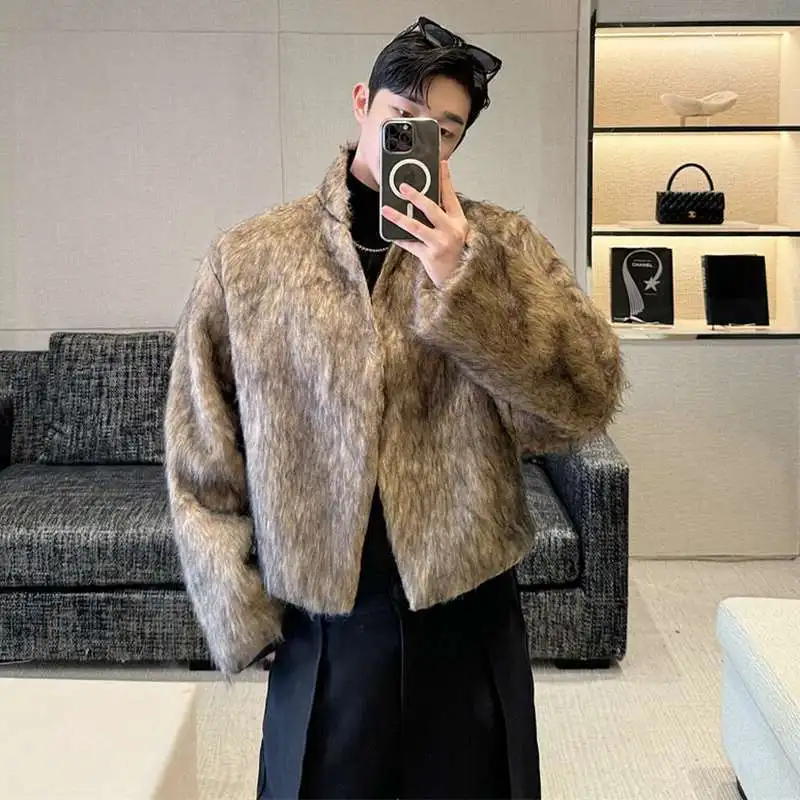 LUZHEN قصيرة 2024 الشتاء الأمريكية ملابس خارجية الفراء الراقية سترة ضوء الموضة الفاخرة العصرية أنيق جديد معاطف الذكور الملابس JY4650