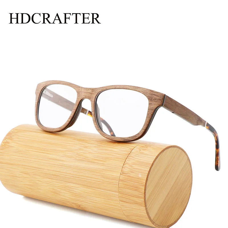 

HDCRAFTER Natural Real Wood Glasses Frame Men Square myopia Prescription Eyeglasses Women Ultralight Myopia Optical Eyewear