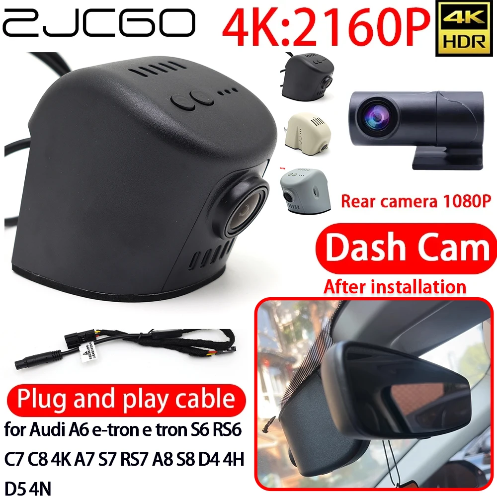 ZJCGO para Audi A6 e-tron e tron S6 RS6 C7 C8 4K A7 S7 RS7 A8 S8 D4 4H D5 4N 4K DVR Dash Cam Wifi Cámara Delantera y Trasera con Monitoreo 24h