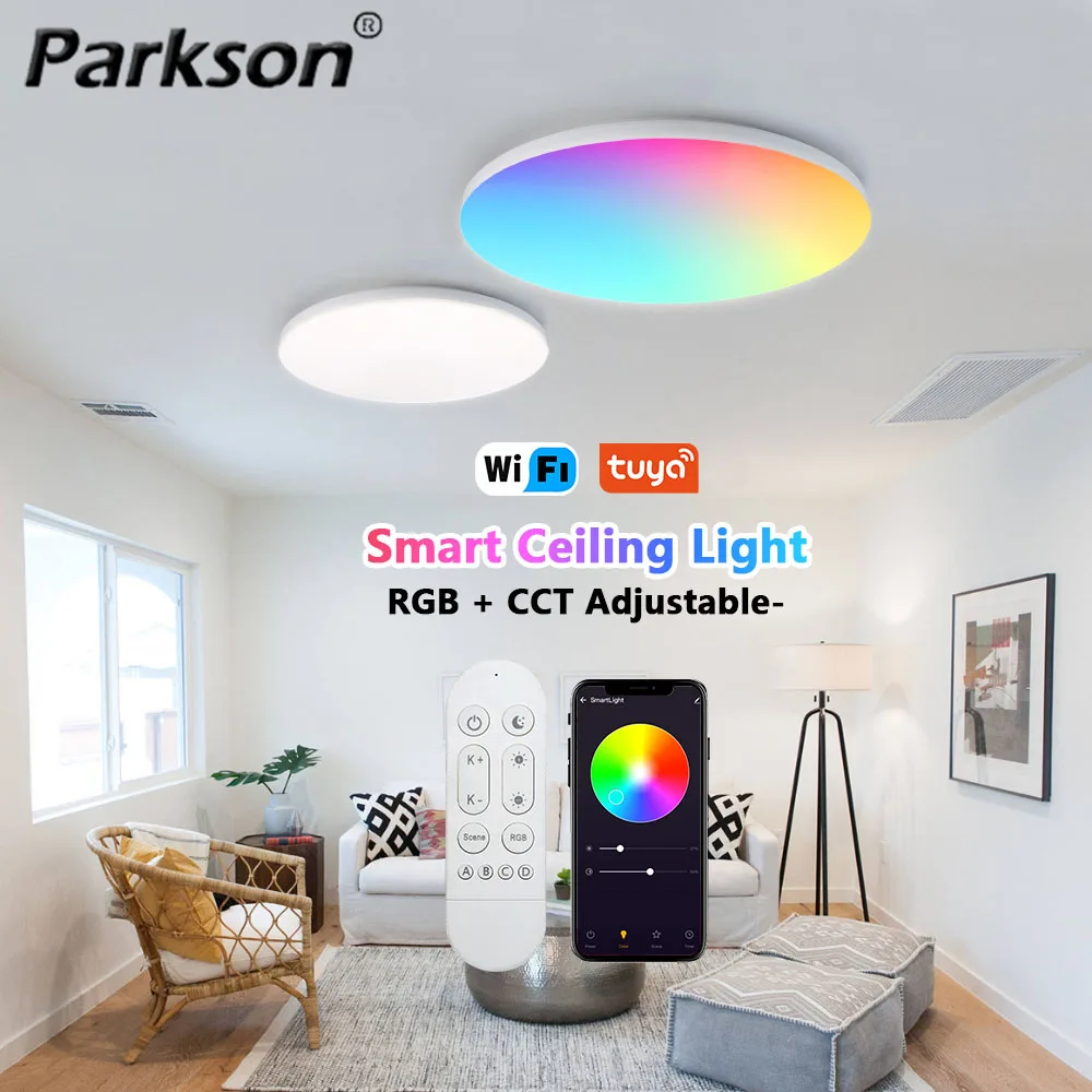 

Smart LED Ceiling Lamp AC 220V Dimmable RGB Ceiling Pendant Lamps With Tuya Alexa APP CCT Control Home and Bedroom Decoration