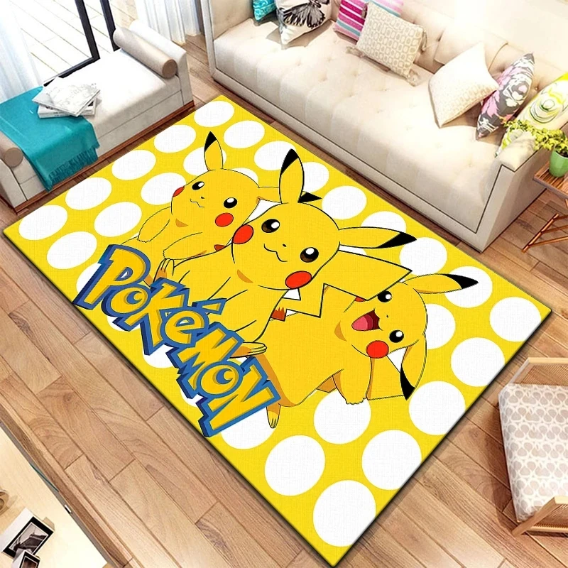 MINISO DISNEY Pikachu Cartoon Carpet Animation for Children Living Room Bedroom Floor Mat Kitchen Children's Bedroom Rug Decor