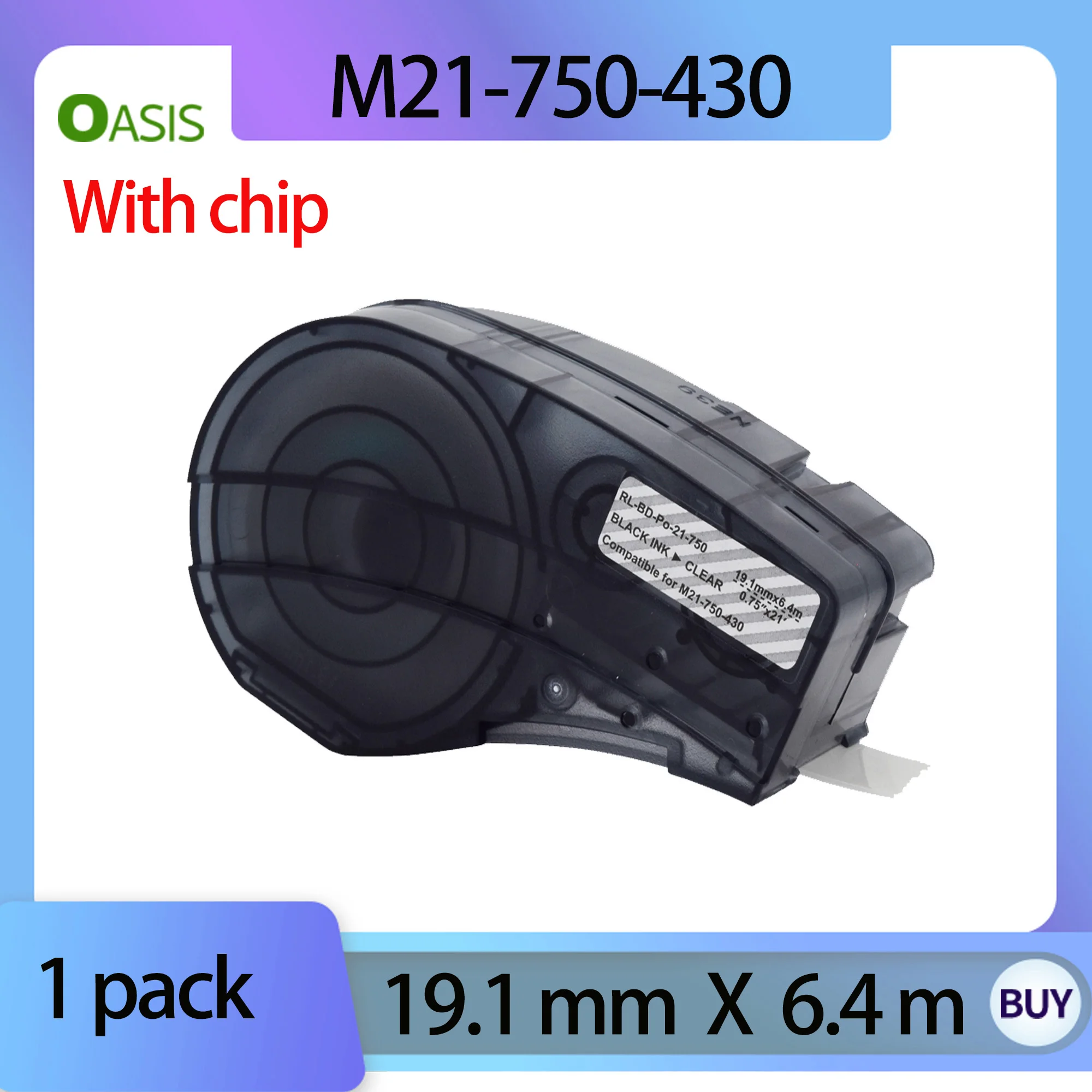 1 pack Compatible M21-750-430 Black on Clear Polyester Cable Label Tape for Brady M210/M211M210-LAB Label Printer M21 750 430