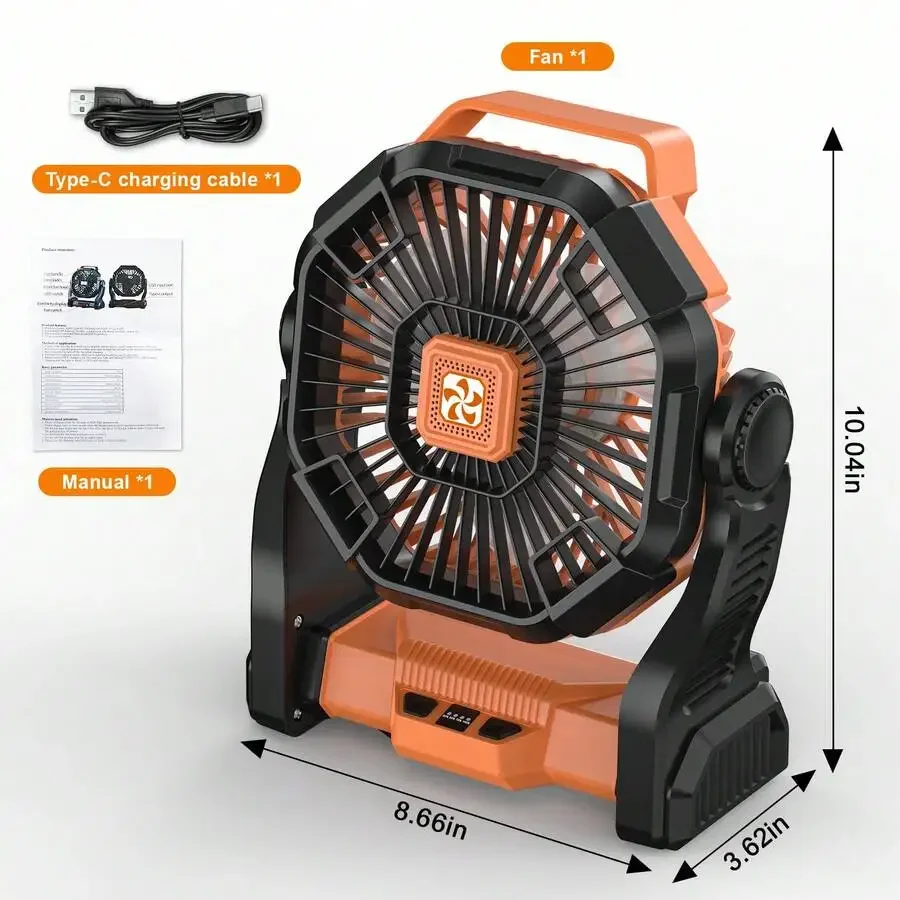 Draagbare led campinglantaarn met ventilator met 4 snelheden_voghion.com