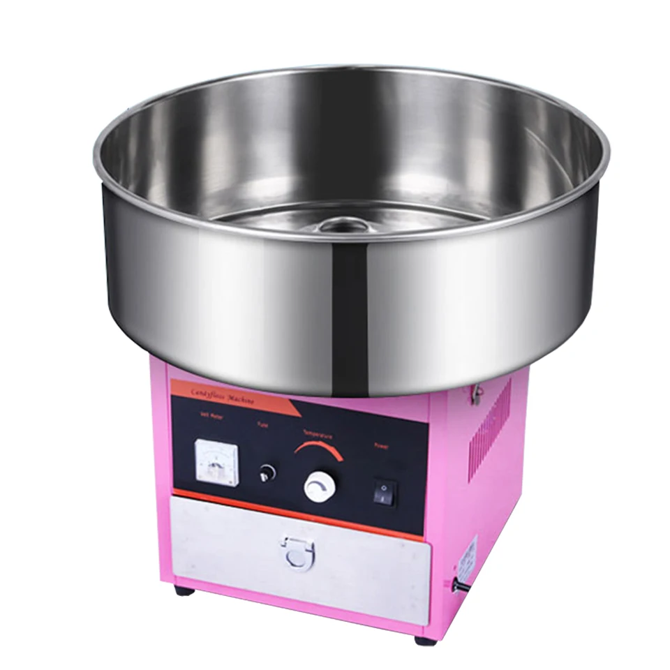 OT62 Electric & Gas Dual-Powered Commercial Cotton Candy Maker Perfect for Family Gatherings, Kids' Birthdays, and More Pink