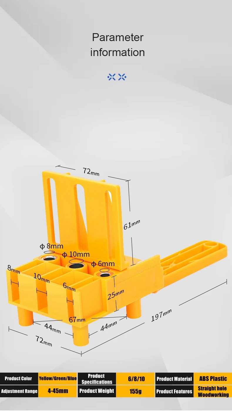 6/8/10mm Woodworking Drill Bit Set with Straight Hole Drilling Locator Clamp for Carpentry Handheld Drill Guide Hole Saw Tool