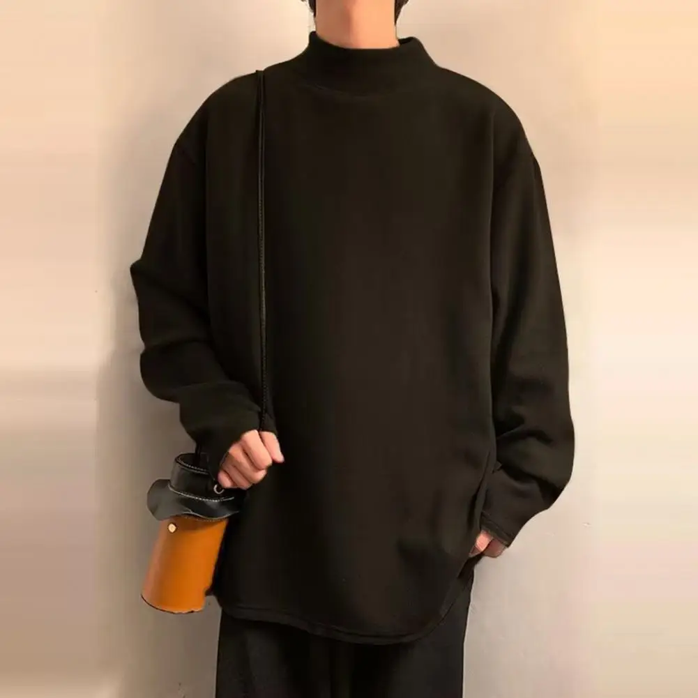 Новая футболка для маленьких мальчиков, модная осенне-зимняя однотонная термобелье с длинными рукавами, повседневные тонкие бархатные топы с высоким воротником и подогревом