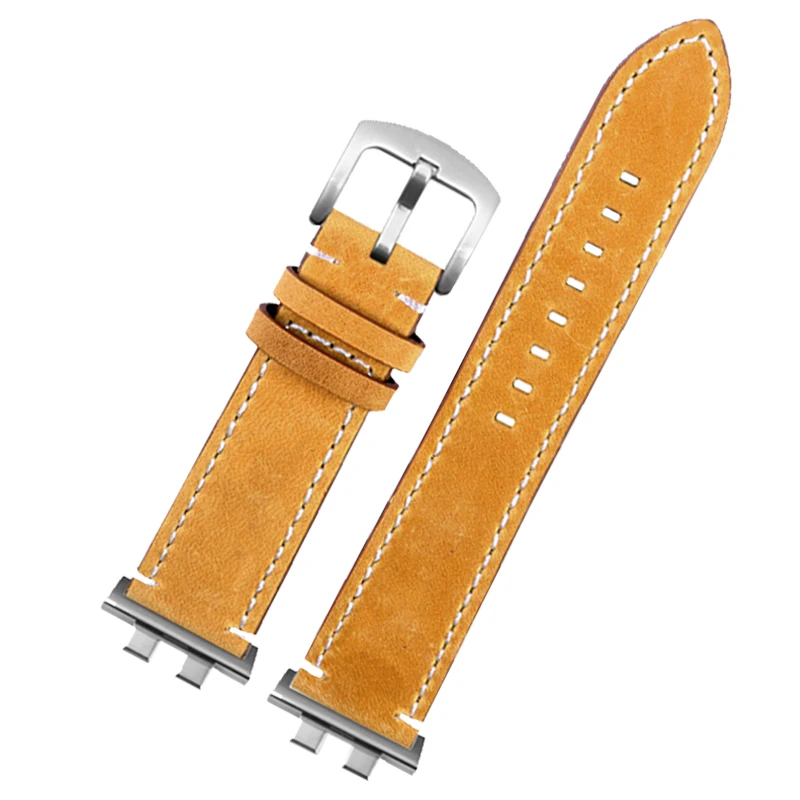 حزام من الجلد الطبيعي لساعة كاسيو G-SHOCK GMW-B5000 الذكرى السنوية الخامسة والثلاثين من جلد البقر الذهبي/الفضي، حزام ريترو