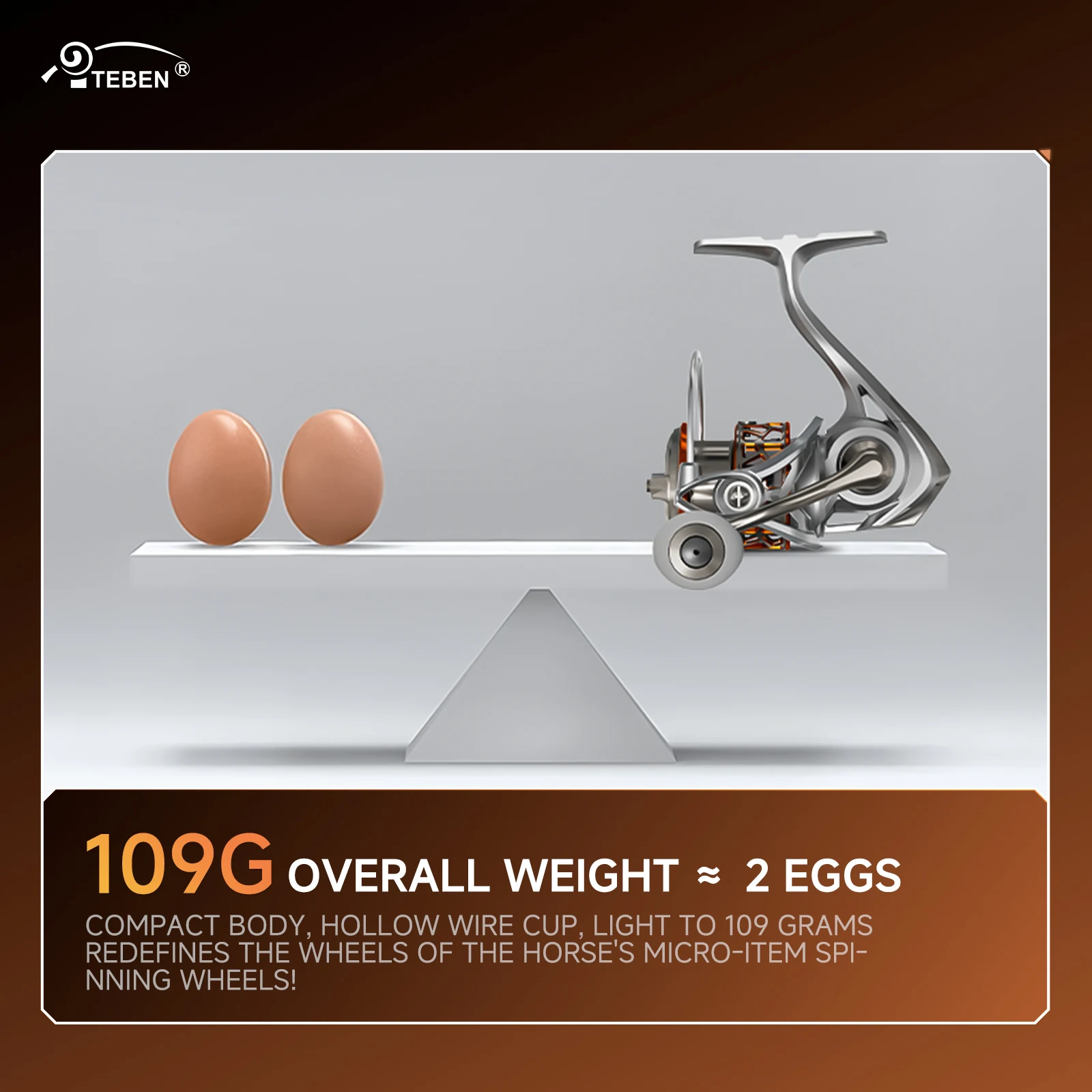 TEBEN ألياف الكربون لهب خفيفة الوزن 109 جرام الصيد الغزل بكرات 5 + 1BB 6.61Lbs ماكس السحب 5.2:1 نسبة التروس خفيفة للغاية لصيد الأسماك