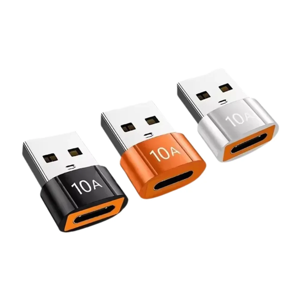 3 szt. Adapter USB-C na USB-A 10A do szybkiego ładowania i transferu danych, kompatybilny z kablami do ładowania Samsung, Xiaomi, Huawei, OnePlus Type C (3PCS - Black) — Zdjęcie 2 z 2