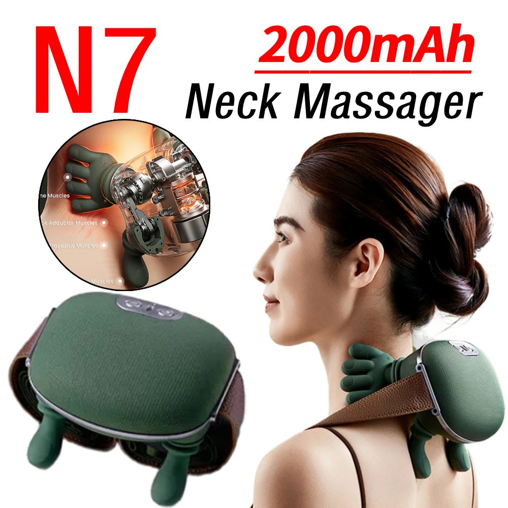 

2000mAh Neck and Shoulder Massager Deep Tissue Shiatsu Cervical Massager Rechargeable Electric Massager Gifts Relax Pain Relief